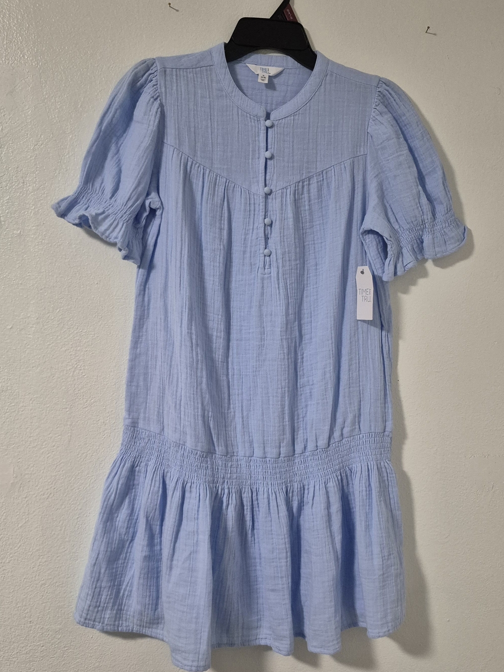 Time and Tru Light Blue Women's Cotton Drop Waist Dress Size S